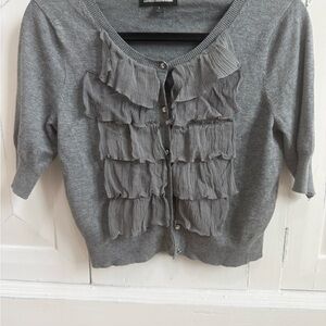 Express Gray Ruffle Cardigan, Size Small